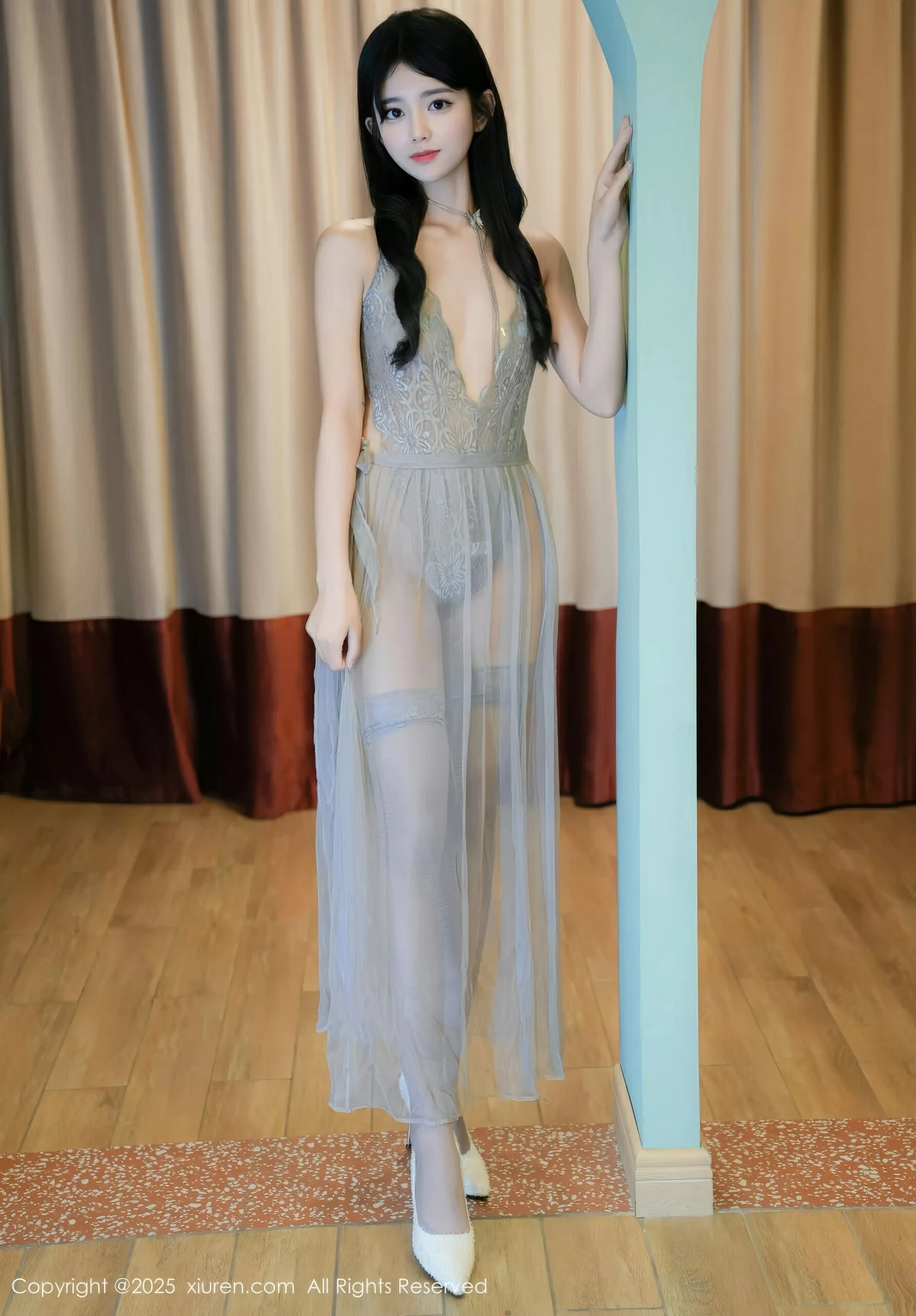 秀人集.com_[XiuRen秀人网]No.10334_模特美少女@性感薄纱情趣长裙配灰色丝袜秀柔美身姿诱惑写真52P