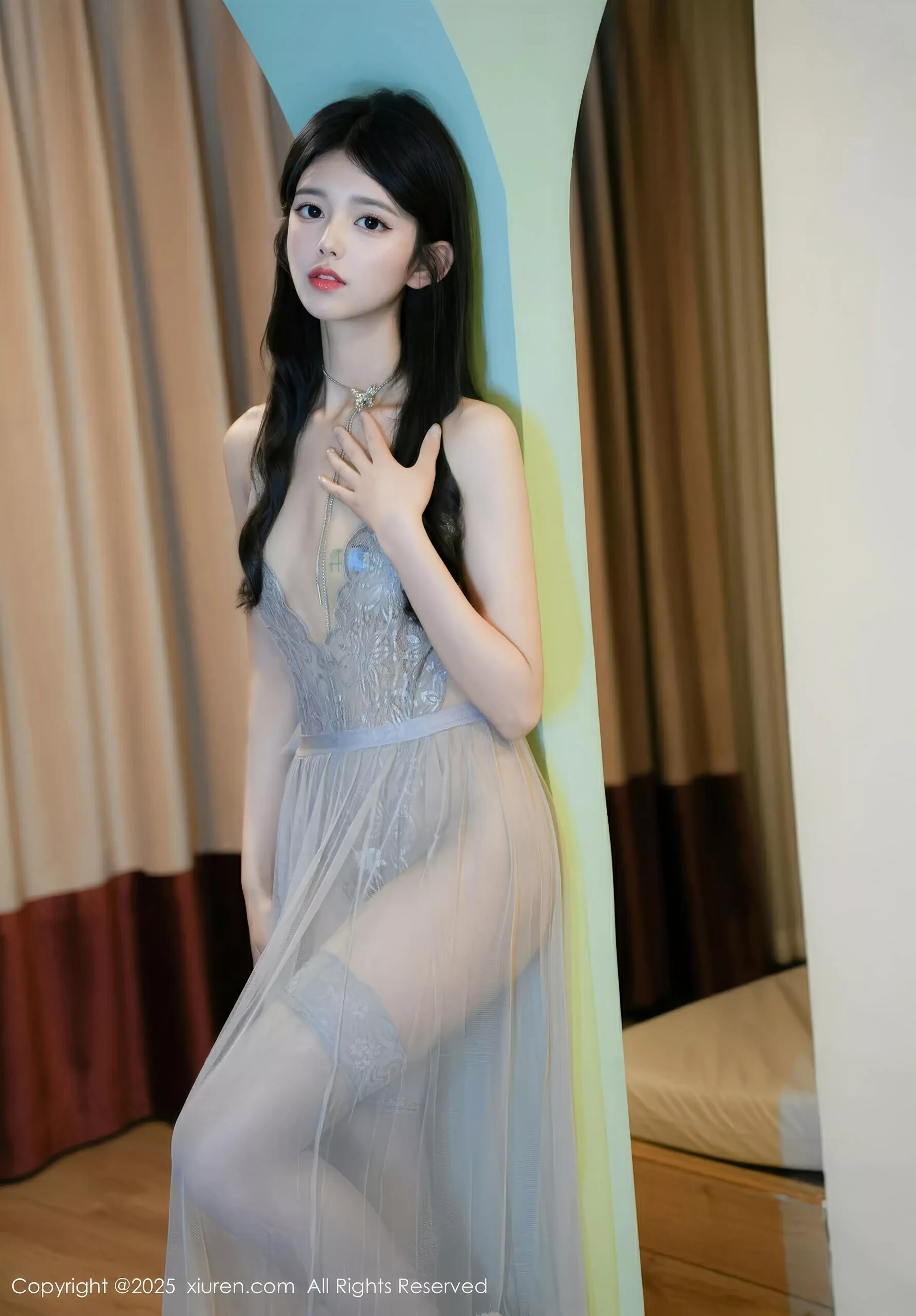 秀人集.com_[XiuRen秀人网]No.10334_模特美少女@性感薄纱情趣长裙配灰色丝袜秀柔美身姿诱惑写真52P