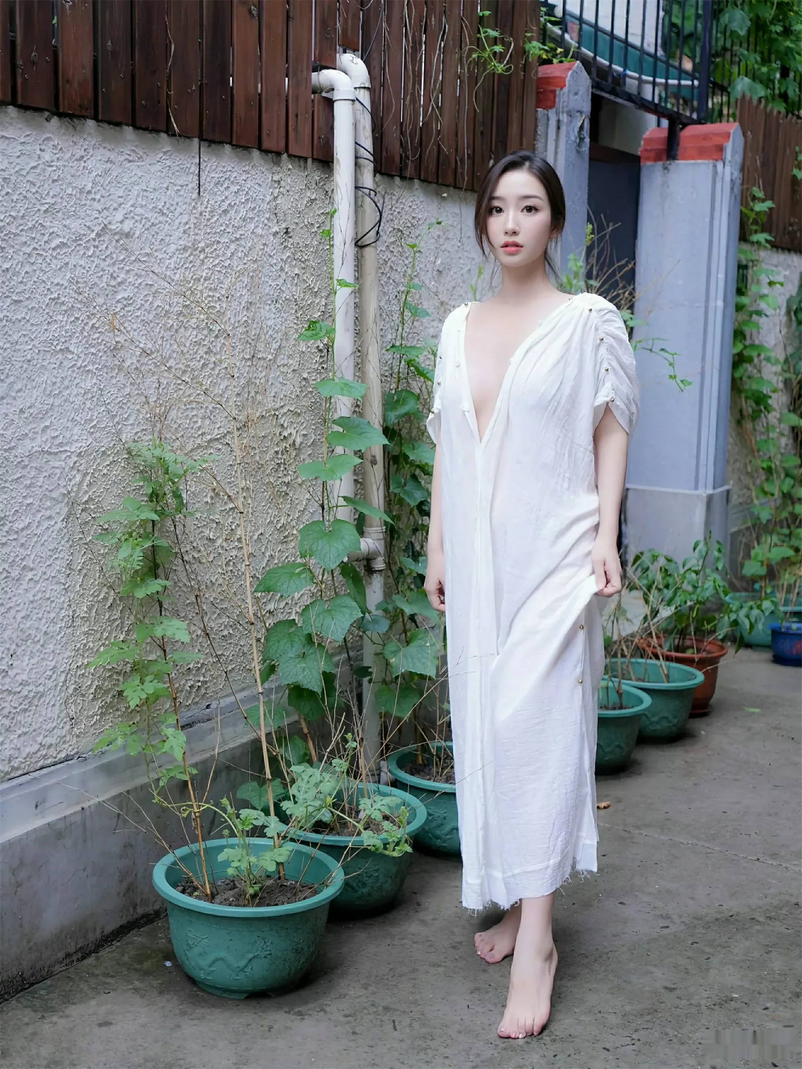 秀人集.com_[XiuRen秀人网]No.10603_模特楠芝性感白色长袍半脱露白色丁字裤秀惹火身材撩人诱惑写真77P