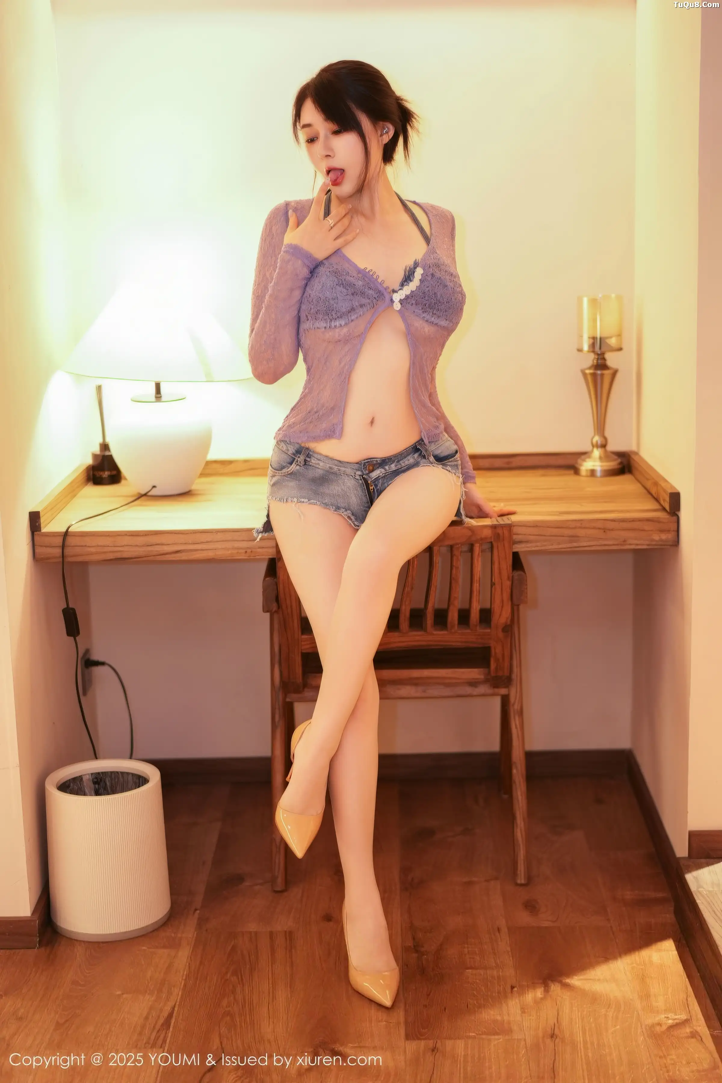 秀人集.com_[YouMi尤蜜荟]Vol.1187_模特凯竹法师～性感蓝色内衣配牛仔短裤秀丰腴身材撩人诱惑写真52P